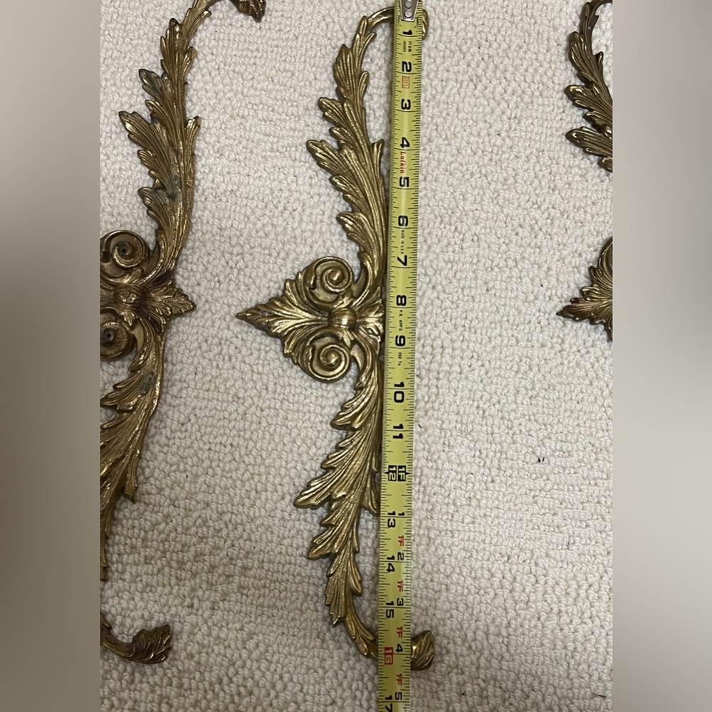 Vintage Solid Brass Wall Decor Ornament Plaque Topper Furniture Accent - Picture 13 of 16